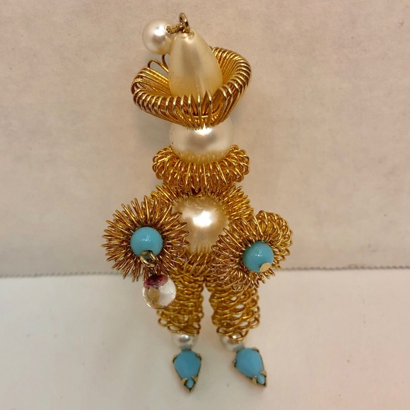 Wire wrapped rhinestone Clown vintage brooch pin